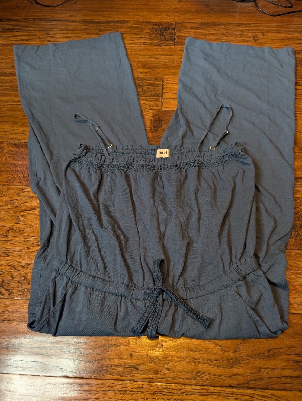 Pact Organic Cotton Blend Jumpsuit Romper Size XL in Blue